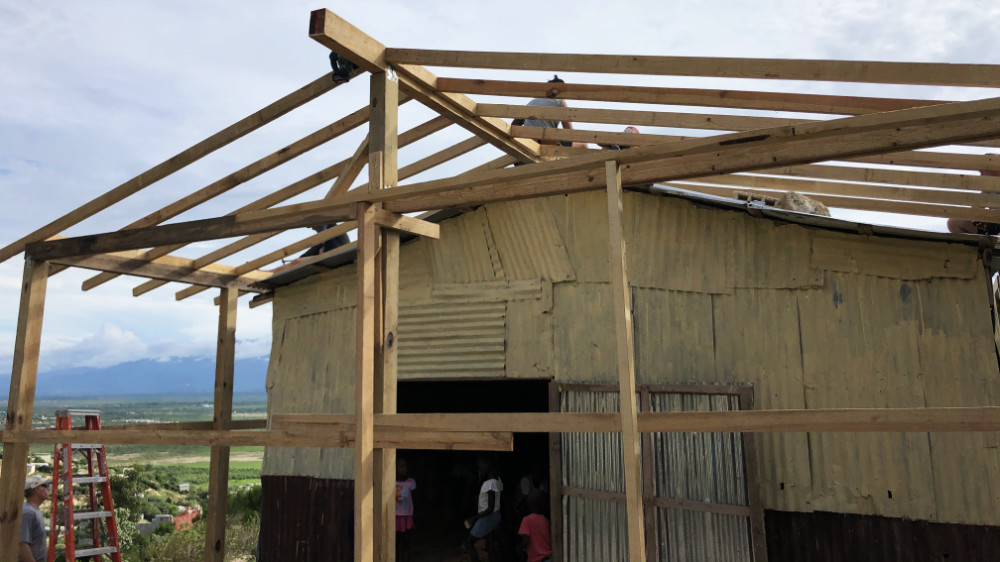 the exterior of a structure being constructed