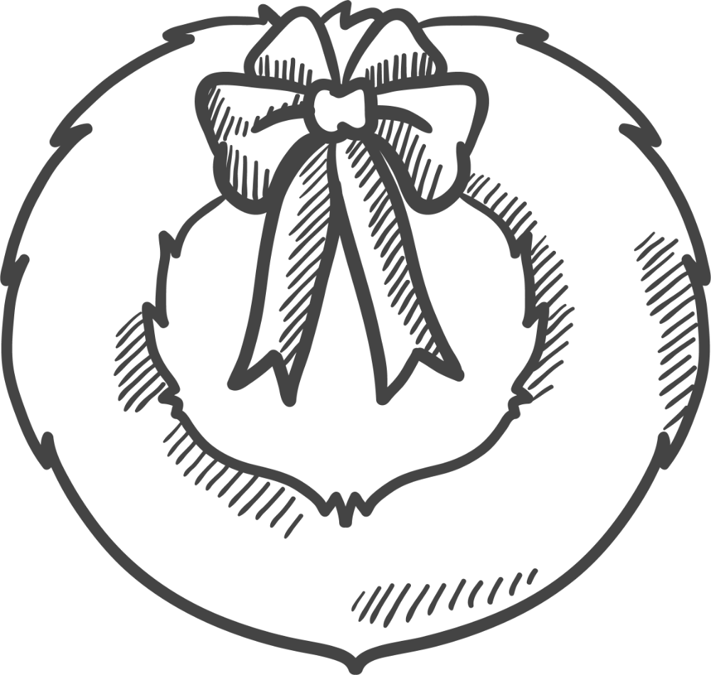Sketch icon of a Christmas wreath