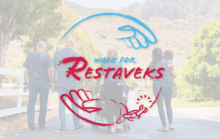 Red and blue walk for restaveks logo and banner