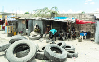 Tires on ground in Haiti Steet 2021